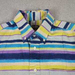 Vintage Gitman Bros Shirt Mens Large Stripe Linen Cotton Blend Button Down USA